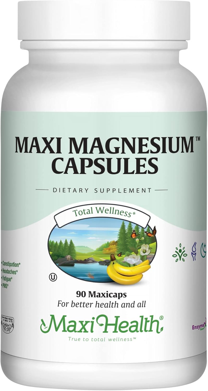 Maxi Kosher Health Energy Production Bone & Nerve Support Magnesium Capsules, 90 Count