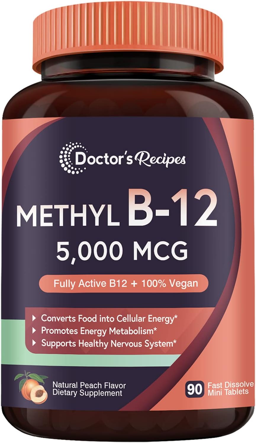 Doctor's Recipes Vitamin B12, Methylcobalamin 5000 mcg 90 Fast Dissolve Tablets