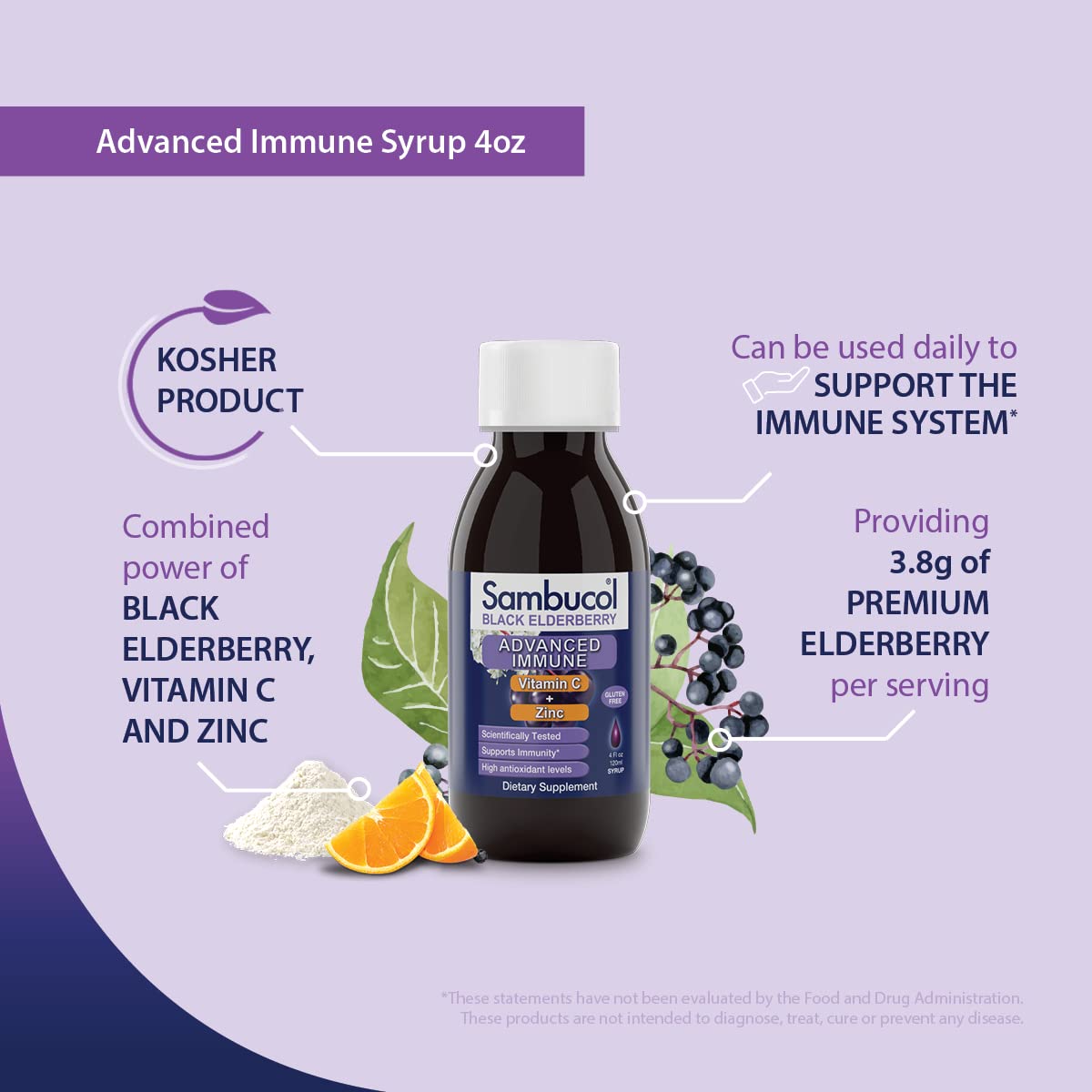 Sambucol Black Elderberry Advanced Immune Syrup with Vitamin C and Zinc