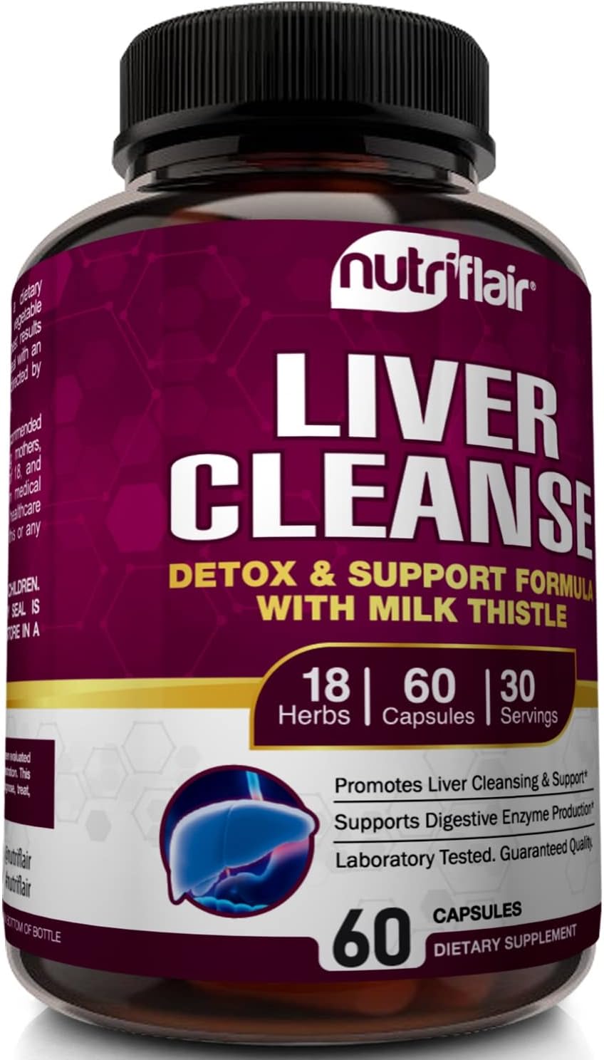 NutriFlair Liver Cleanse Detox & Repair Supplement -  60 Capsules