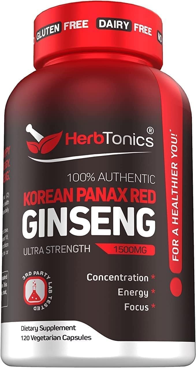 Herbtonics Korean Red Panax Ginseng 1500mg - 120 count