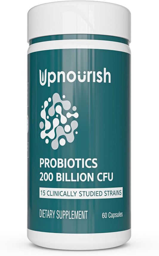 UpNourish Probiotics - 200 Billion CFUs,  60 Vegan Capsules