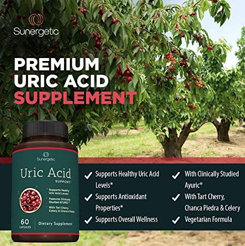 Sunergetic Premium Uric Acid Support Supplement- 60 Veggie Capsules