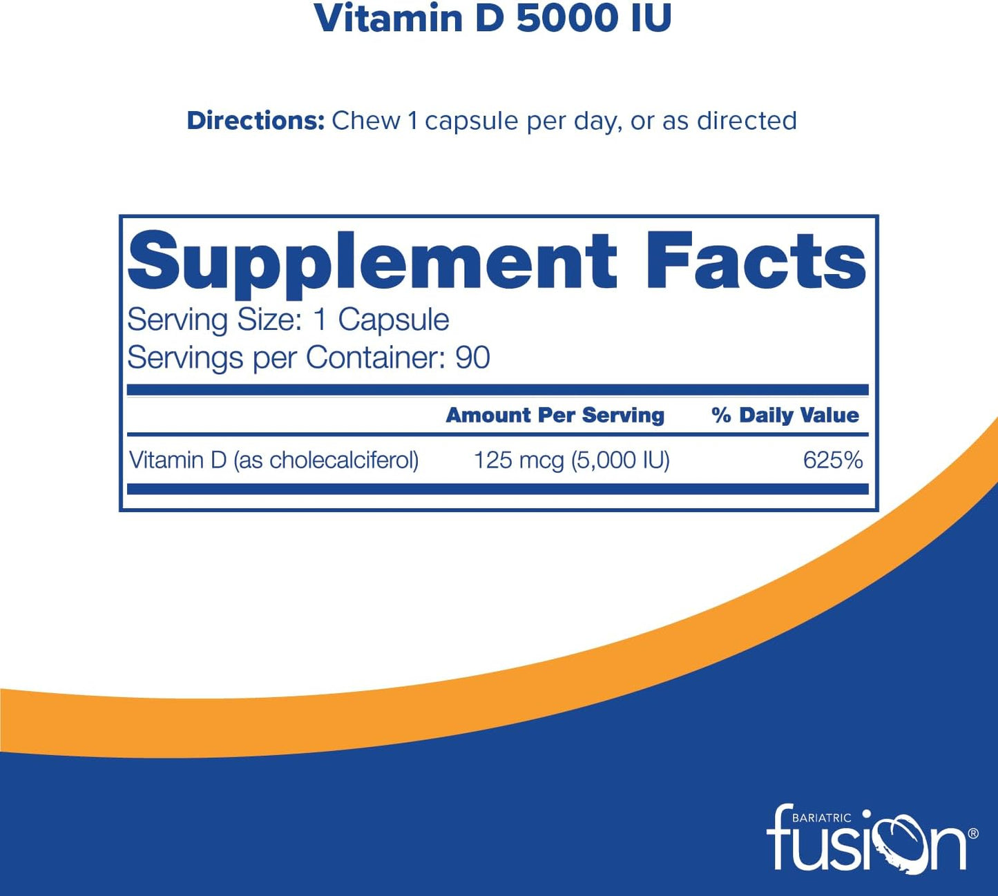 Bariatric Fusion Vitamin D3 5000 IU - 90 Capsules