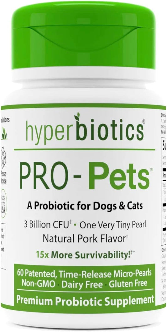 Hyperbiotics Pro Pets Probiotics | Probiotics for Dogs & Cats 60 count