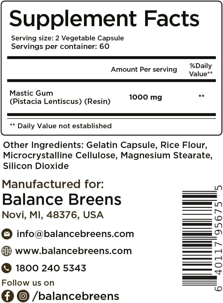 Mastic Gum Supports Gastrointestinal Health, 120 Count