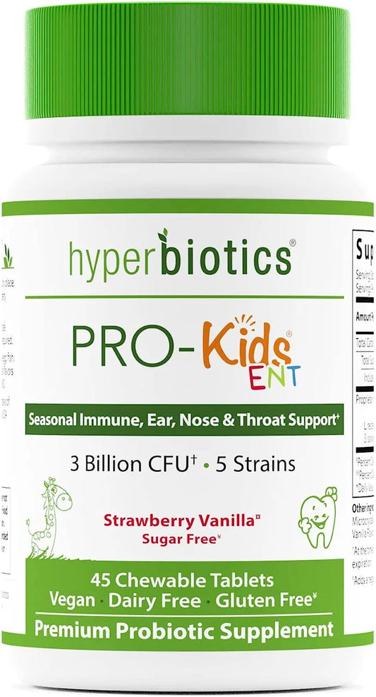 Hyperbiotics ENT Probiotic for Kids | Vegan Supplement for Ears, Nose, Throat 45 count