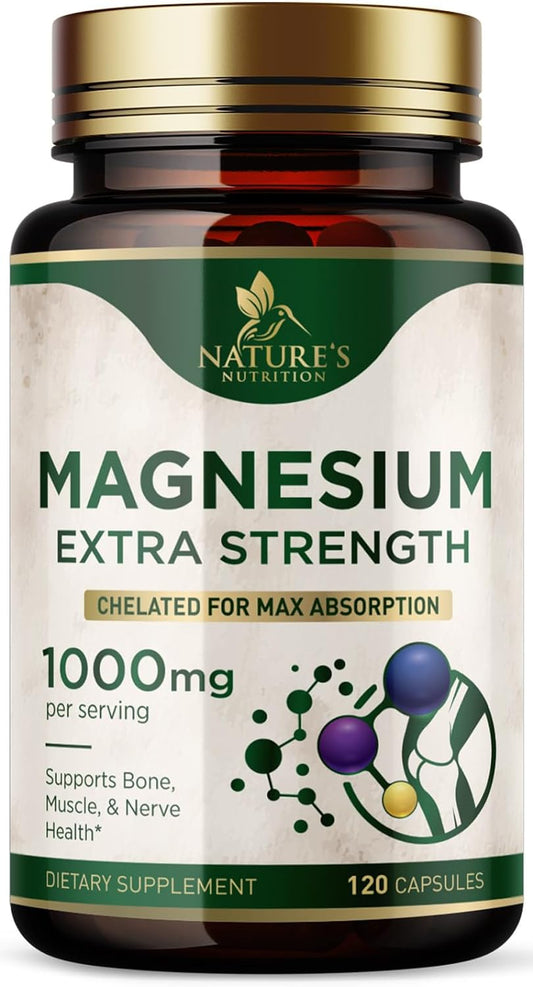 Magnesium Extra Strength 1000mg - Chelated for Max Absorption- 120 Capsules