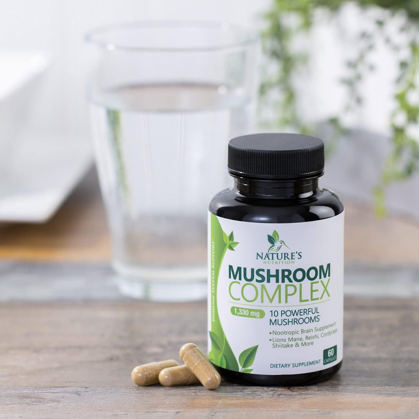 Mushroom Supplement - 10 Mushroom Complex Blend  - 60 Count