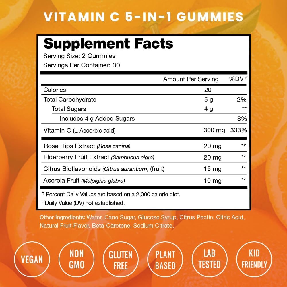 Vitamin C Gummies for Adults & Kids  60 Gummies pack of 2