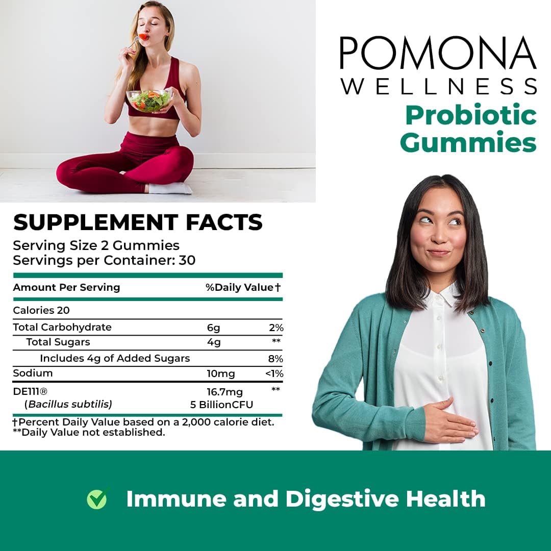 Pomona Wellness Organic Probiotic Gummies for Adults to Help Support 60 Gummy