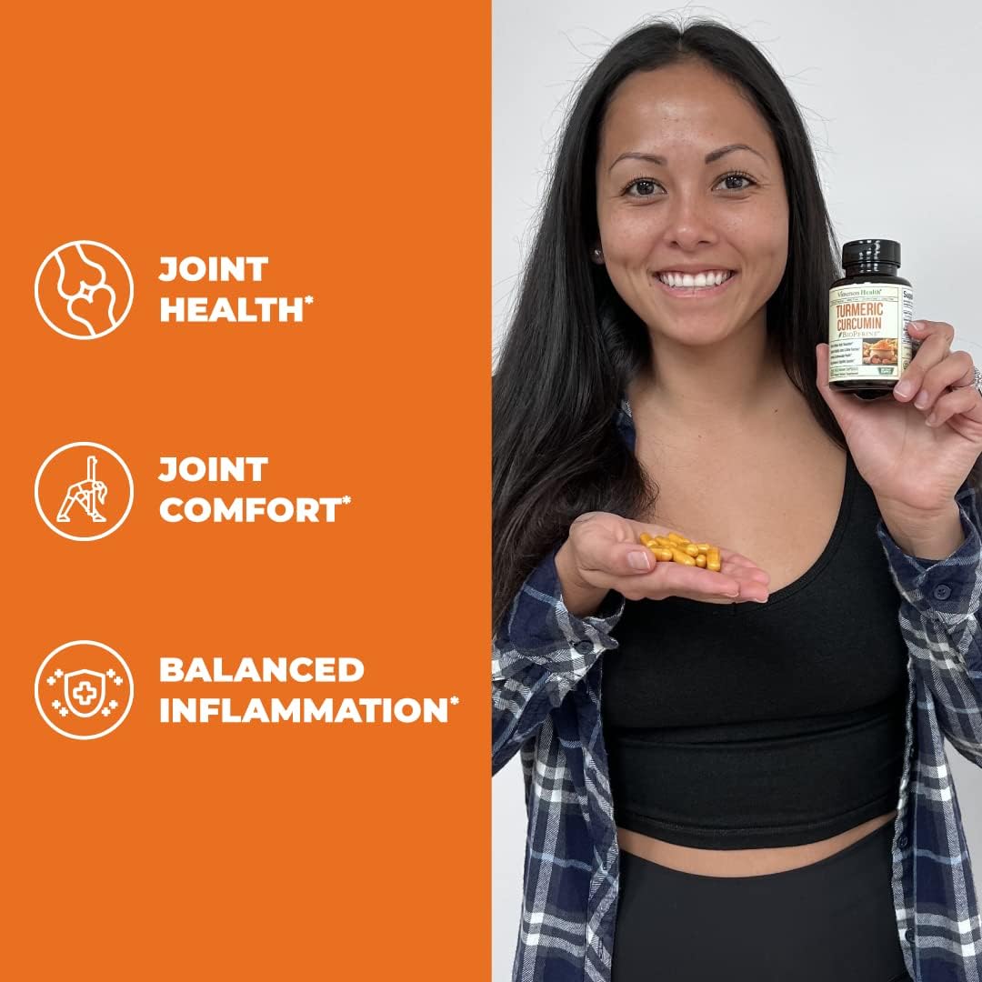 Turmeric Curcumin with Black Pepper Extract (Bioperine) & Organic Tumeric Joint Support -60 capsules Supplement.