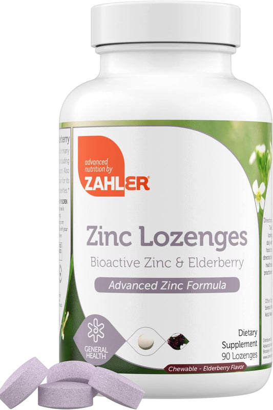 Zahler Elderberry Zinc Lozenges for Adults & Kids - 90 Count