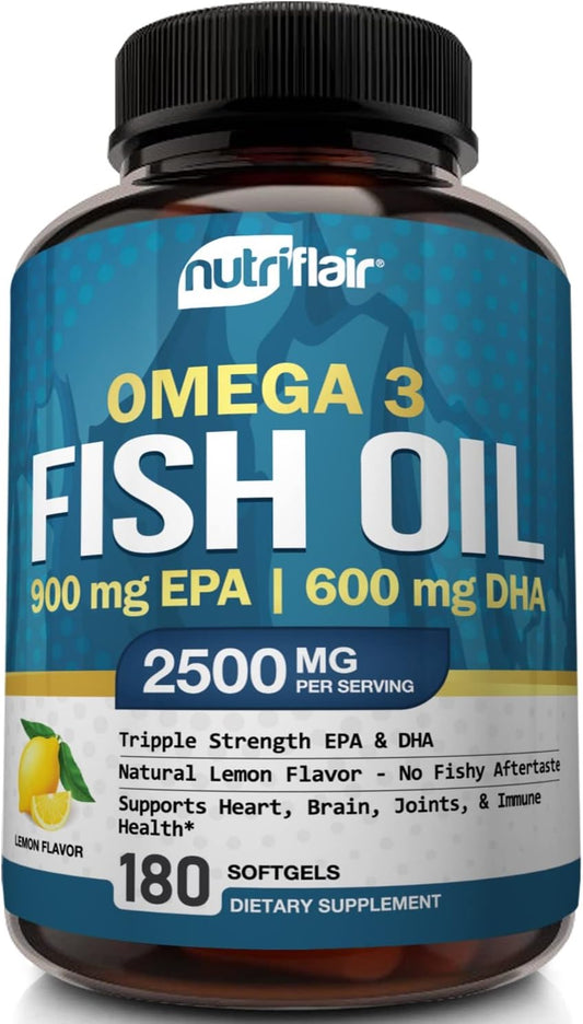 NutriFlair Burpless Omega-3 Fish Oil Supplement 180 softgels