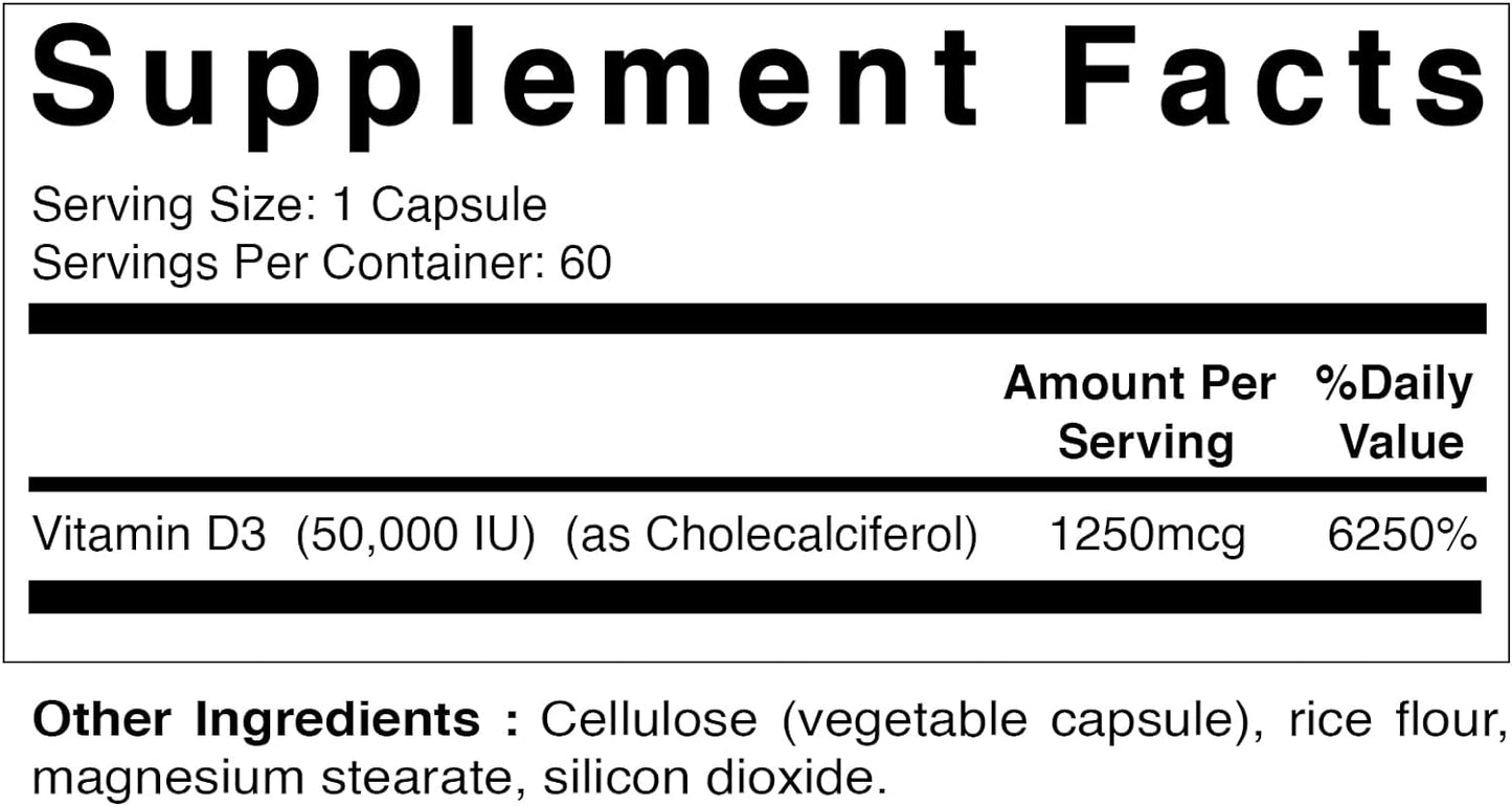 Vitamatic Vitamin D3 50,000 IU (as Cholecalciferol),60 Count