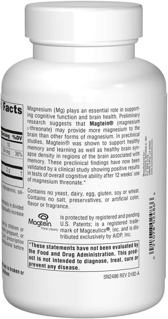 Source Naturals Magtein Magnesium L-Threonate 180 Capsules