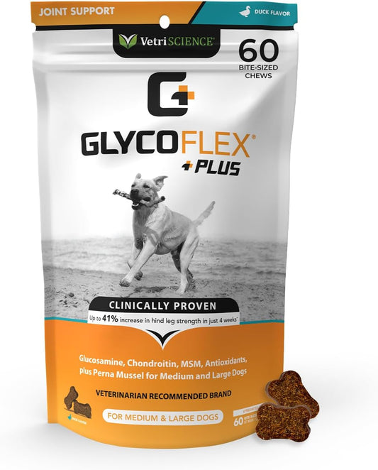 VetriScience GlycoFlex Plus Hip and Joint Supplement for Dogs 60 count