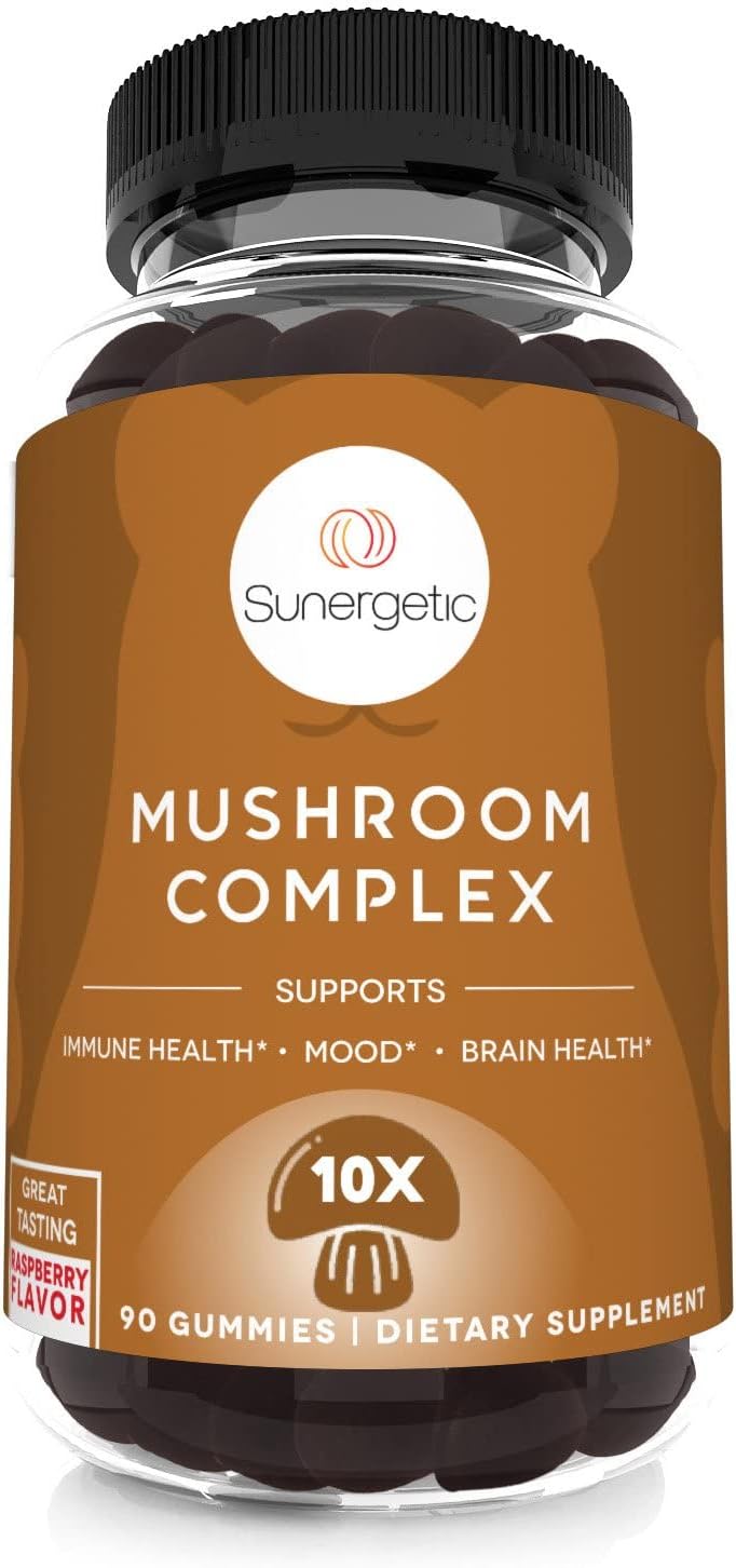 Sunergetic Premium Mushroom Gummies Supplement - 90 Gummies