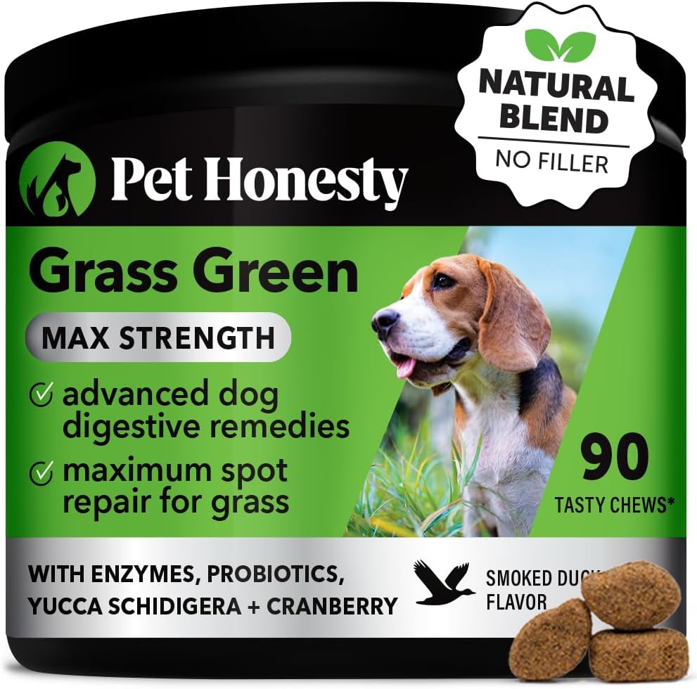 Pet Honesty Grass Green Max Strength Burn Spot Chews for Dogs -(Duck 90 ct)