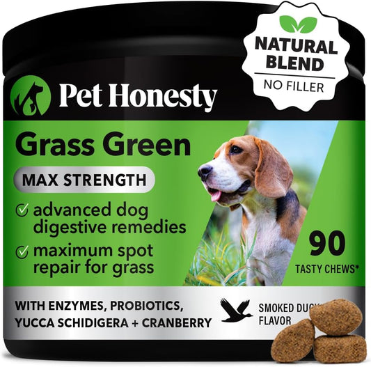 Pet Honesty Grass Green Max Strength Burn Spot Chews for Dogs -(Duck 90 ct)