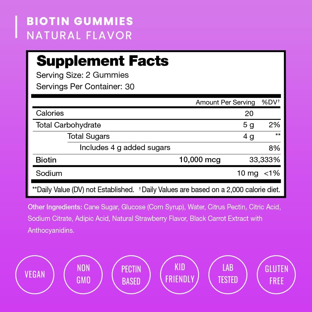 NutraChamps Biotin Gummies 10000mcg 60 count