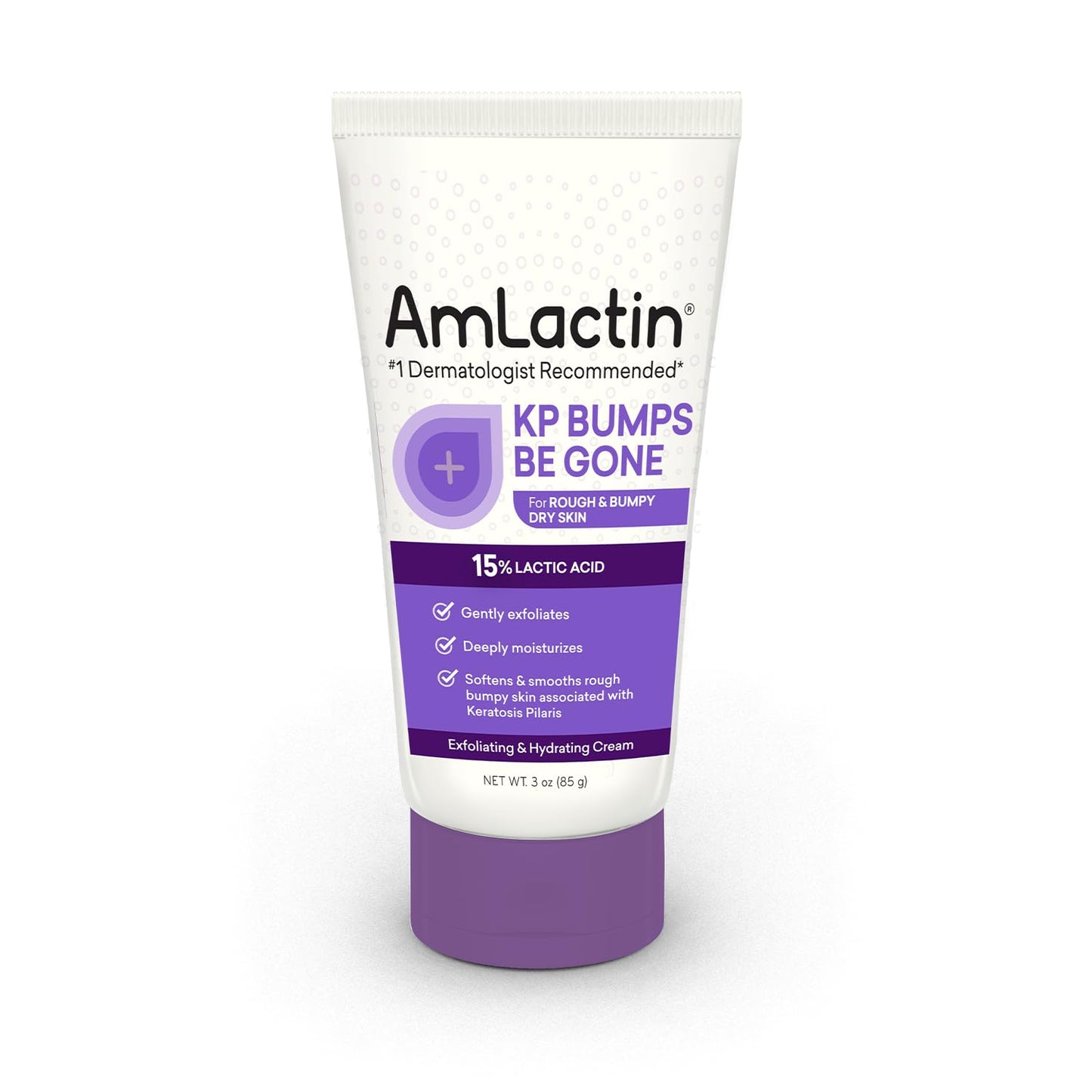 AmLactin KP Bumps Be Gone - 3 oz Keratosis Pilaris Moisturizing Cream with 15% Lactic Acid