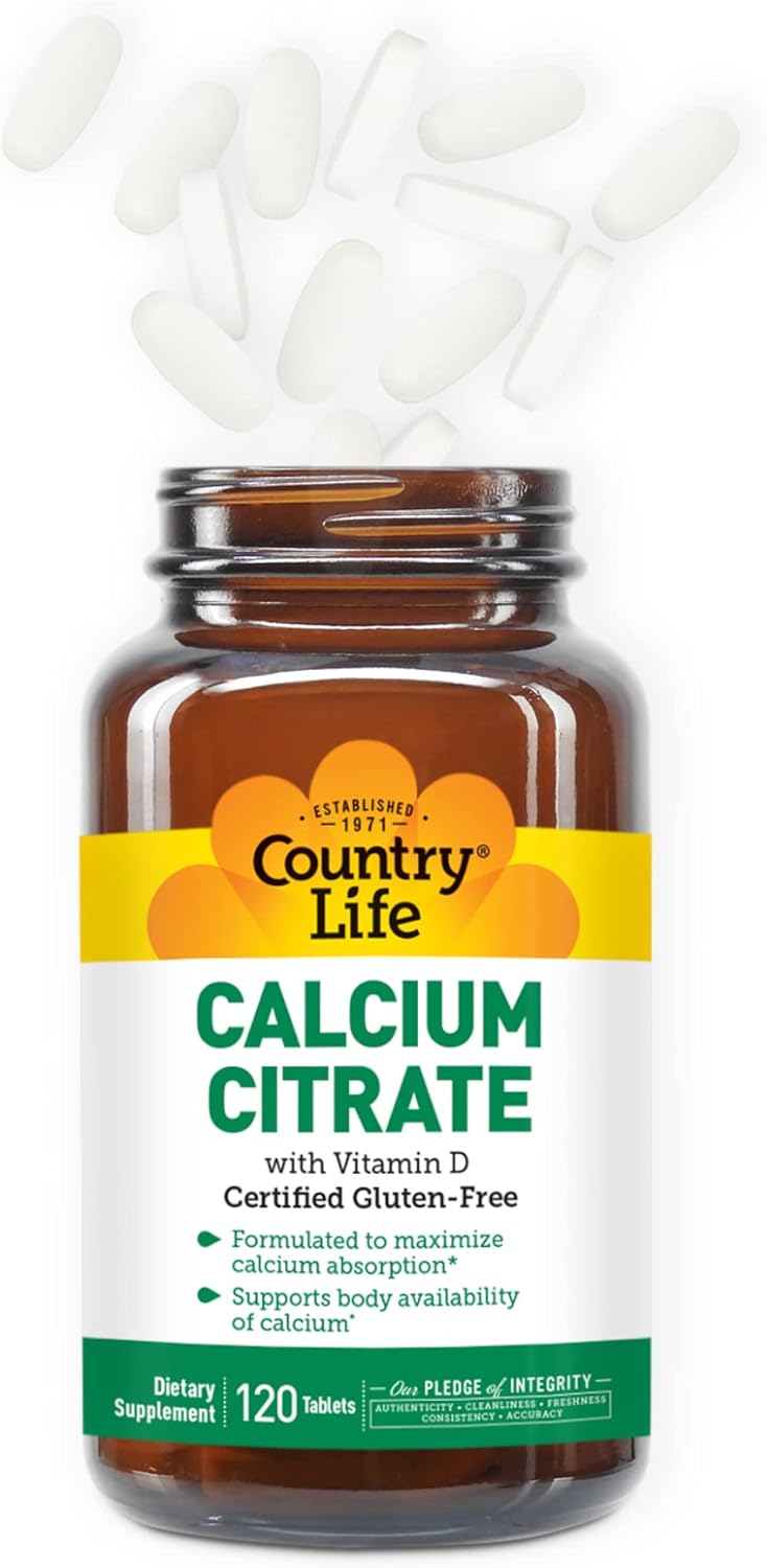 Country Life Calcium Citrate with Vitamin D, 120 Tablets