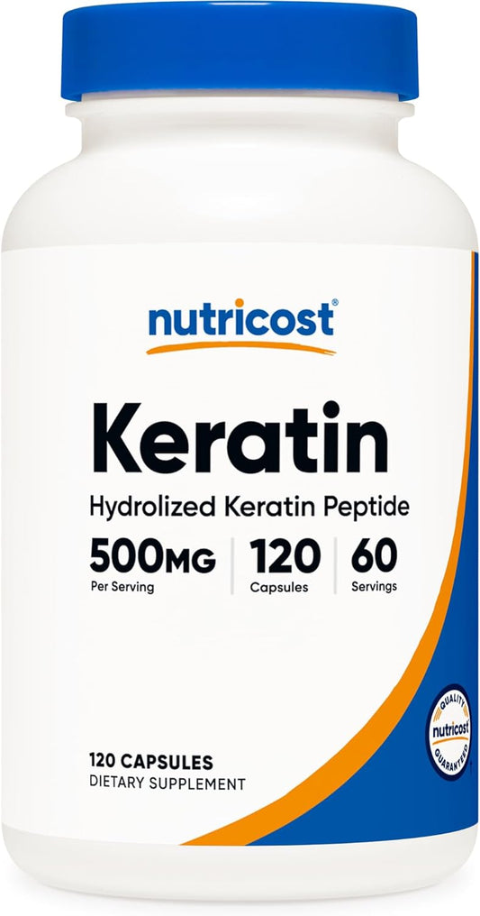 Nutricost Keratin Hydrolized Peptide Capsules - 500MG, 120 Capsules (60 Servings)