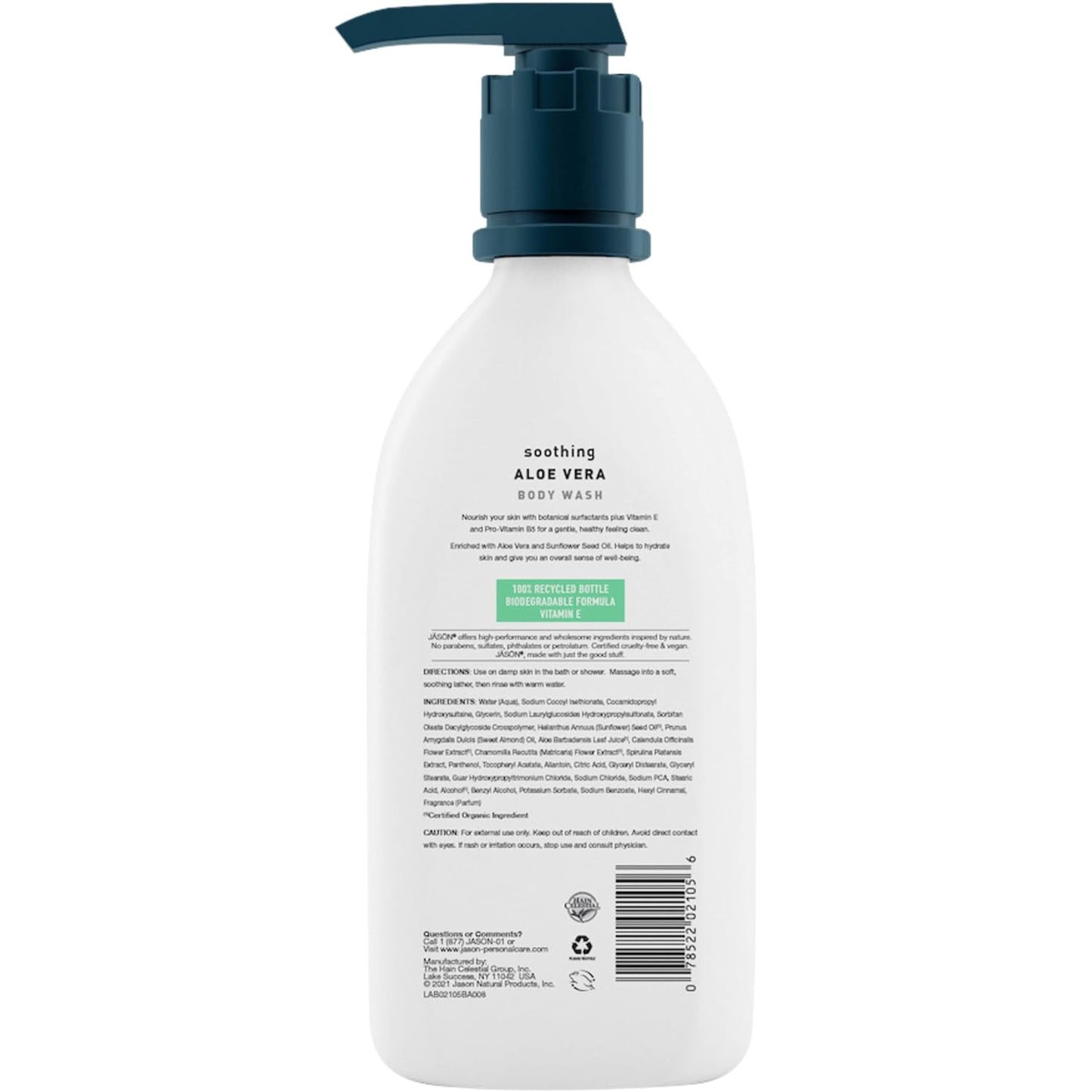 JASON Natural Body Wash & Shower Gel, Soothing Aloe Vera