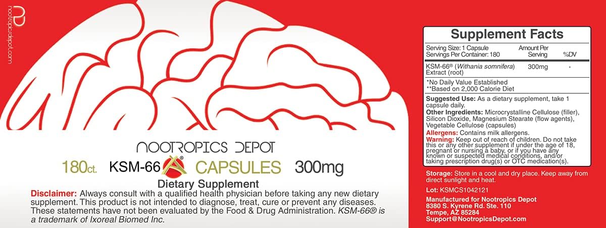 Nootropics Depot KSM-66 Ashwagandha  180 Capsules