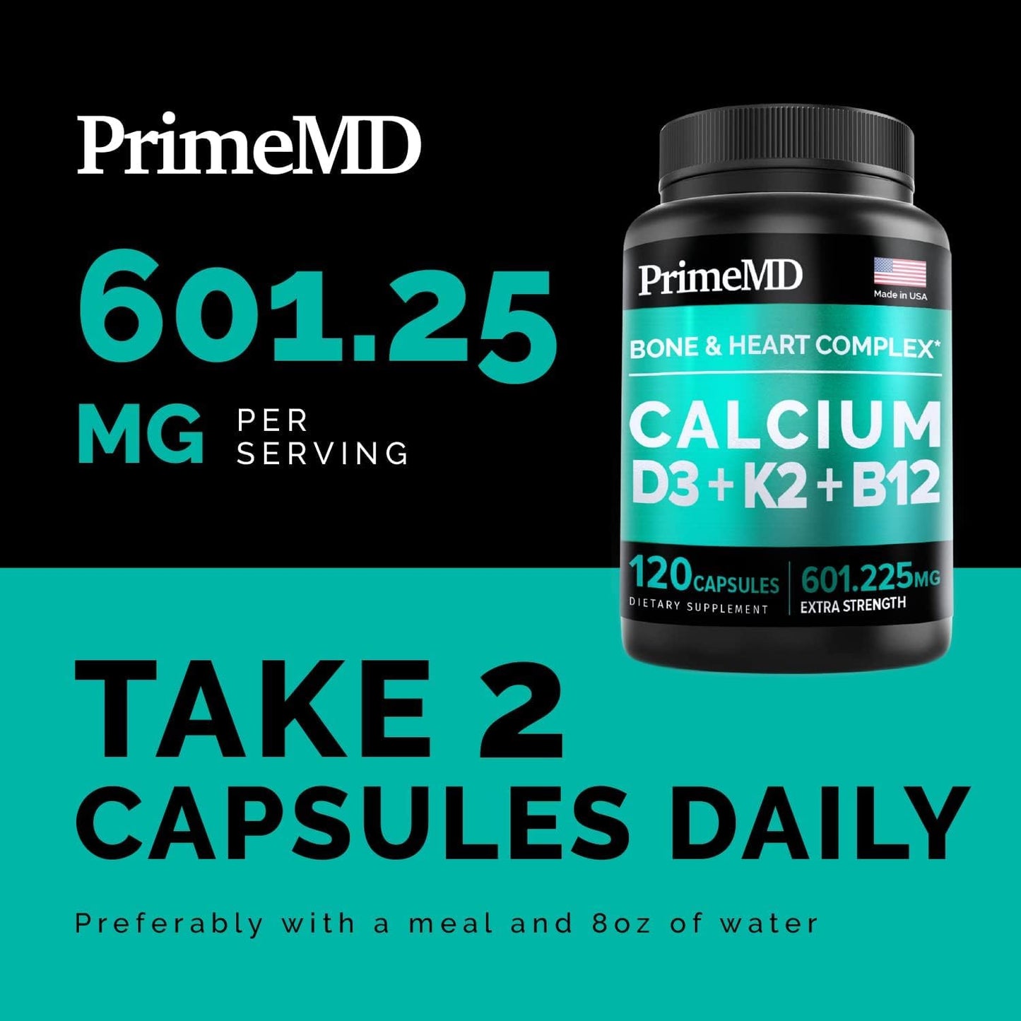 PrimeMD 4-in-1 Calcium Supplements for Women & Men - 120 Count