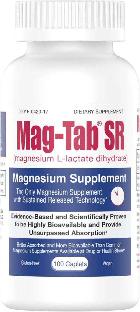 Release Magnesium Lactate Delivery for 10x Better Absorption-Mag-Tab SR 100 Count