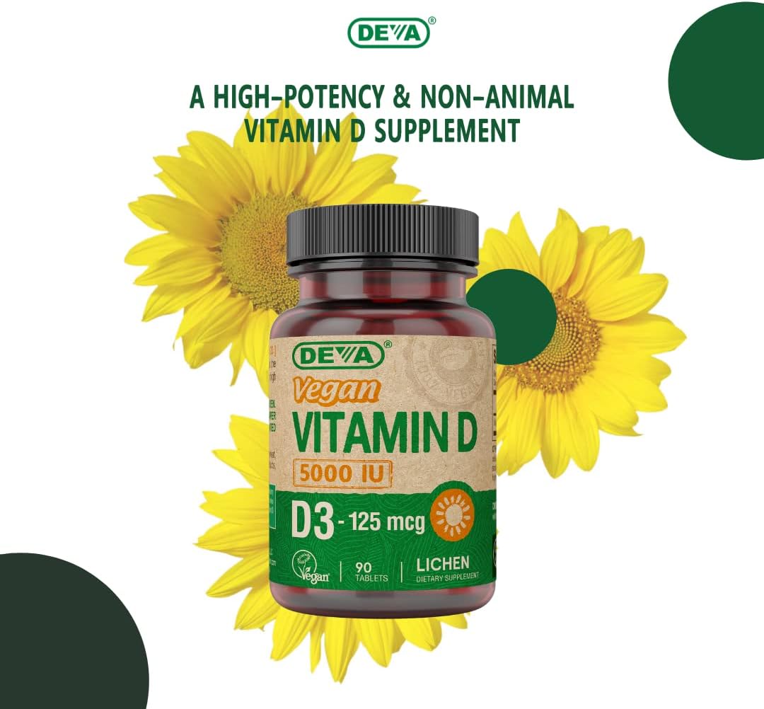 DEVA Vitamin D3 5000 IU, Sunshine Supplement 90-Count