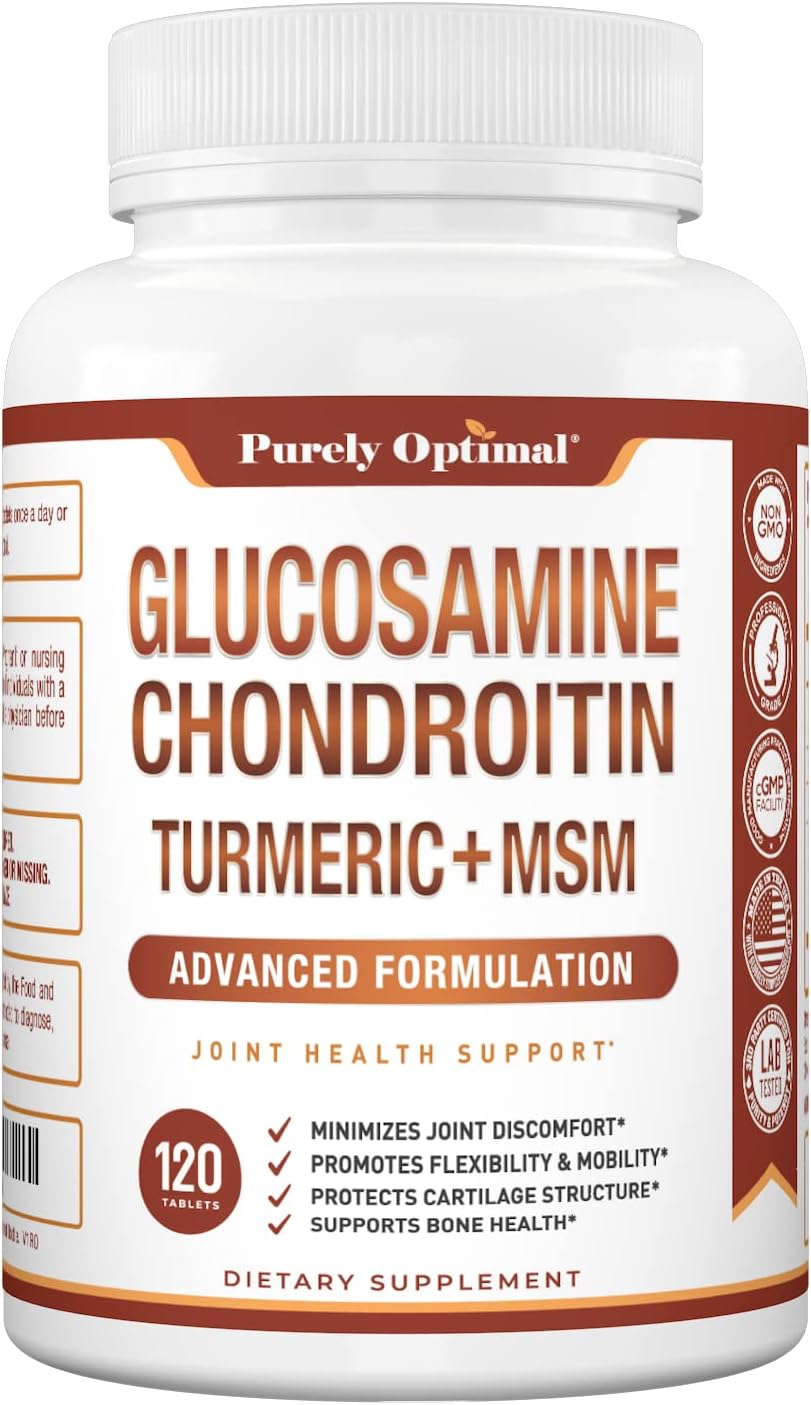 Purely Optimal Premium Glucosamine Chondroitin MSM Supplement 120 count