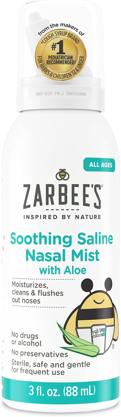 Zarbee's Baby Nasal Saline Spray, Soothing Sterile Mist