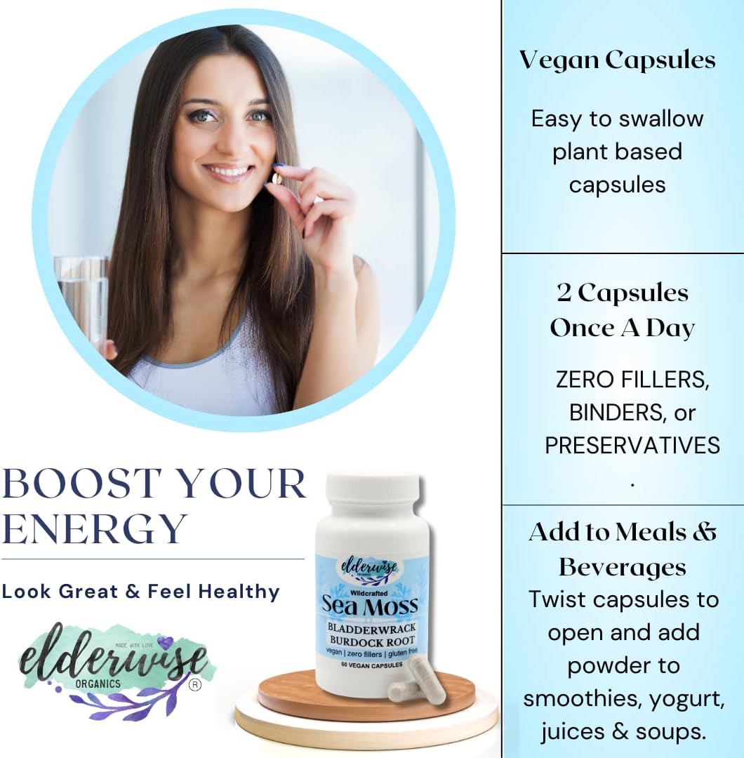 Elderwise Organics Sea Moss Capsules -  60 Vegan Capsules