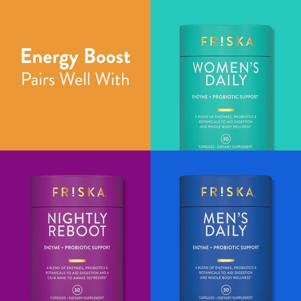 FRISKA Energy Boost Enzyme and Probiotics 30 Capsules