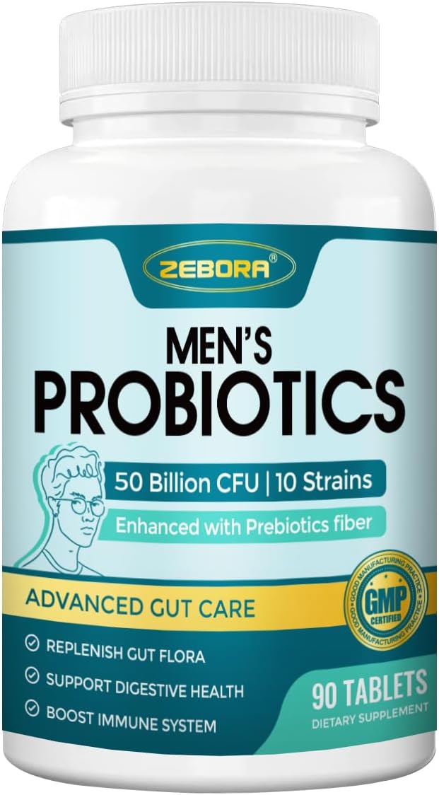 Probiotics for Men, Probiotics and Prebiotics for Digestive Health, 90 Tablets