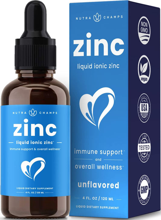 Liquid Zinc for Kids & Adults | Vegan, Pure Ionic Zinc Drops 4 OZ