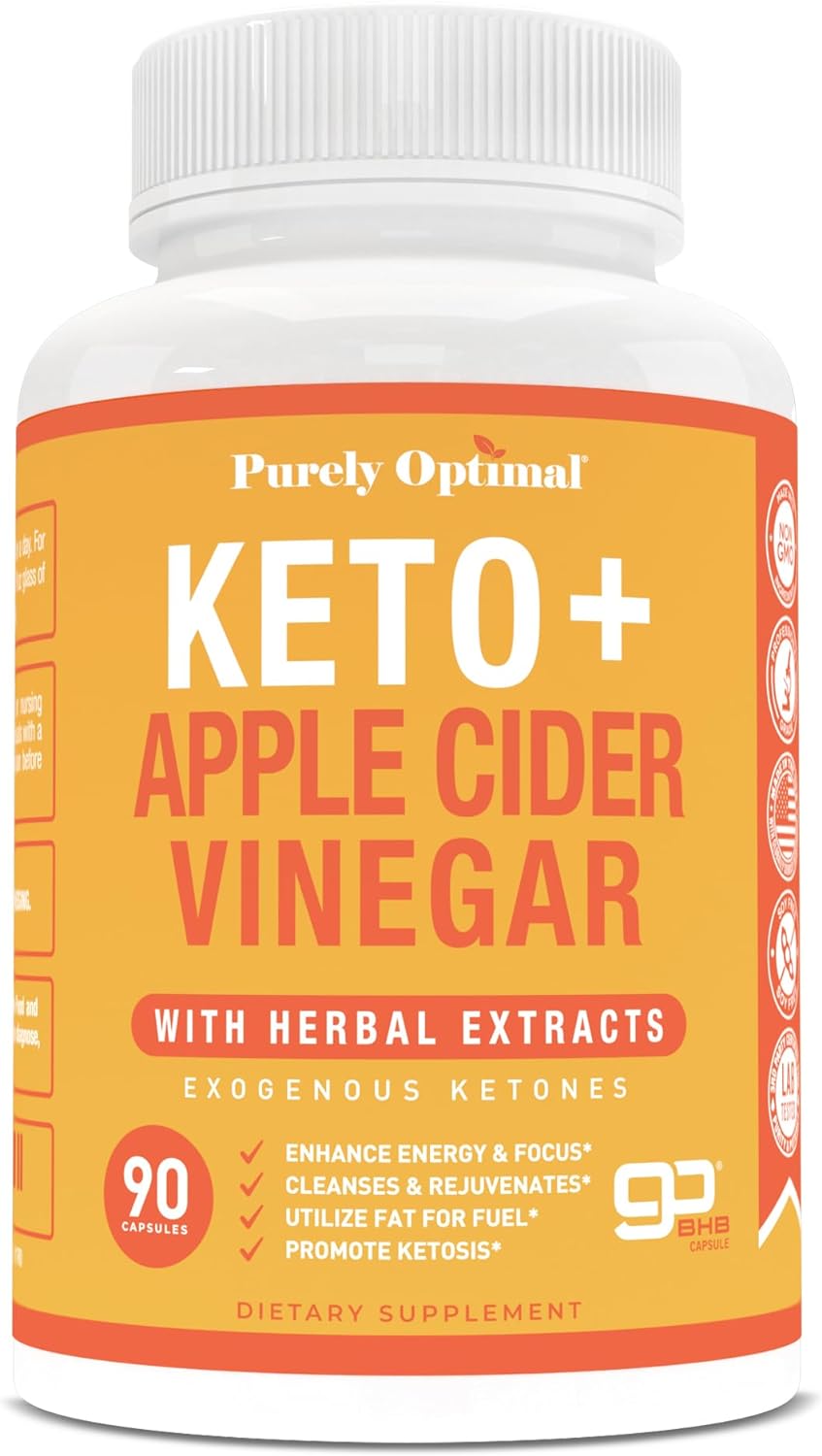 Purely Optimal Premium Keto+Apple Cider Vinegar Pills - 90 Capsules