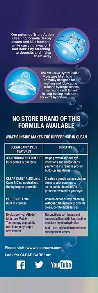 Clear Care Plus Cleaning Solution with Lens Case, Twin Pack, Multi, 12 Oz, Pack of 2