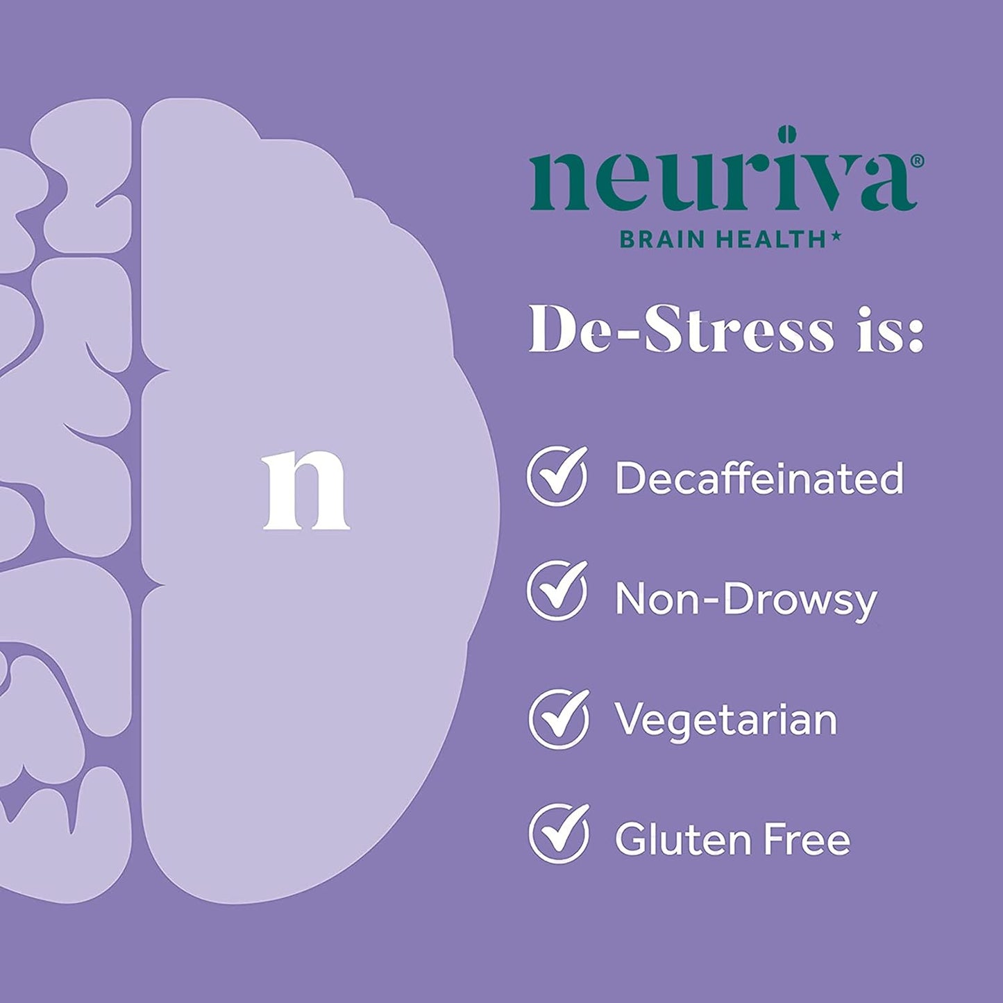 NEURIVA Destress Brain Supplement for Focus  30 Capsules