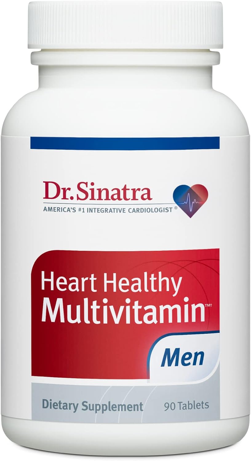 Dr. Sinatra Heart Healthy Multivitamin for Men with Vitamin D 1000 IU, A, B12, C, E, and Zinc, 90 Tablets