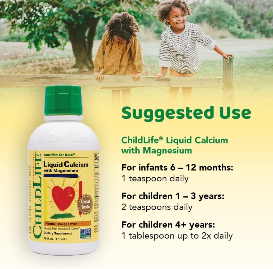 ChildLife Essentials Liquid Calcium Magnesium Supplement 16 Fl Oz Bottle