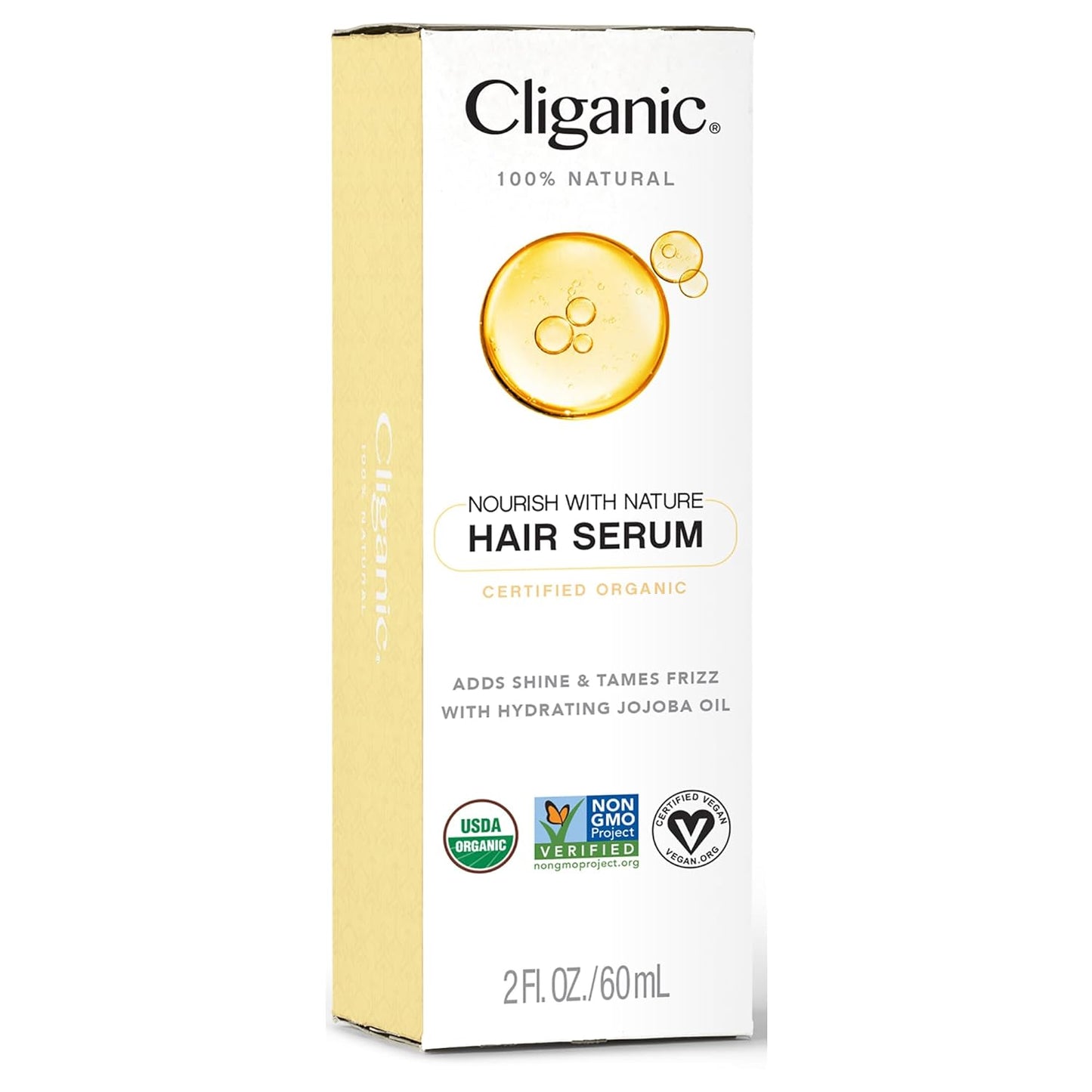 Cliganic Organic Hair Serum - Adds Shine & Tames Frizz for Dry Damaged Hair 2 oz