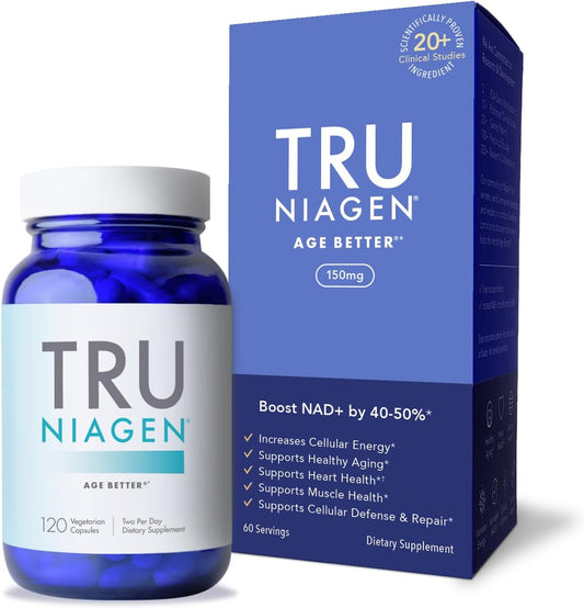 TRU NIAGEN 150mg | Patented Nicotinamide Riboside NAD+ Supplement - 120 Capsules