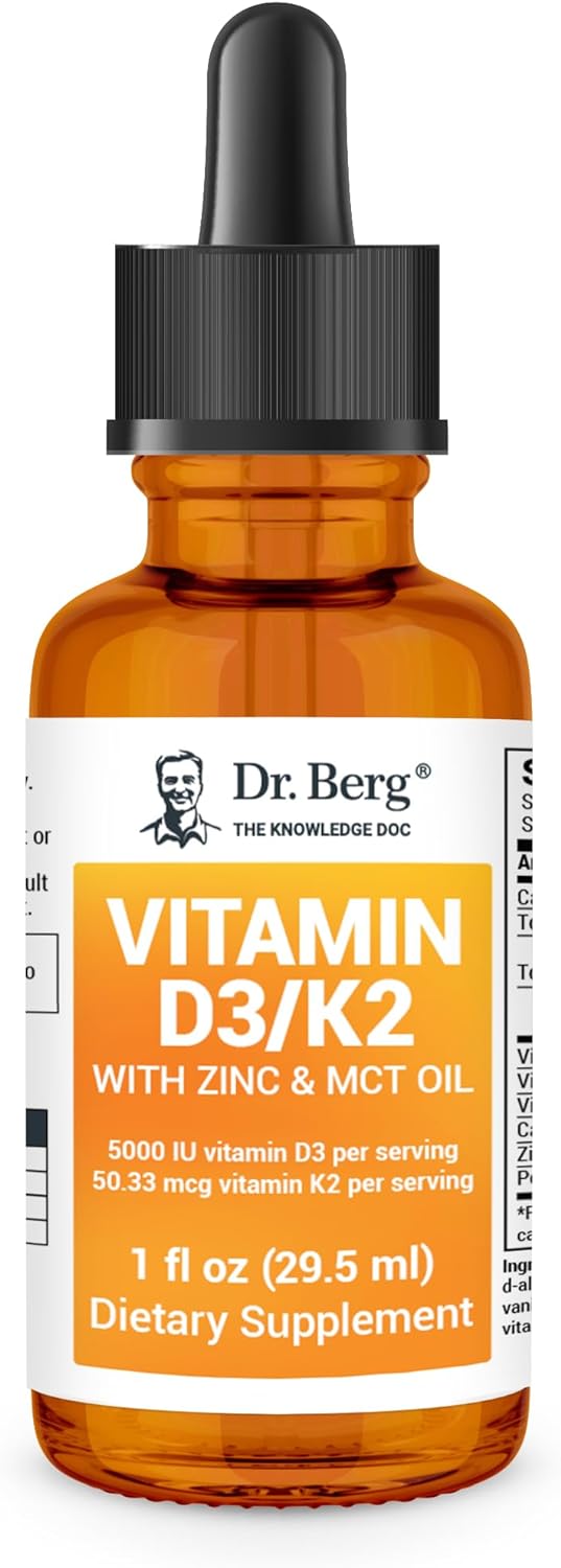 Dr. Berg Vitamin D3 K2 with Zinc & MCT Oil Liquid Supplement