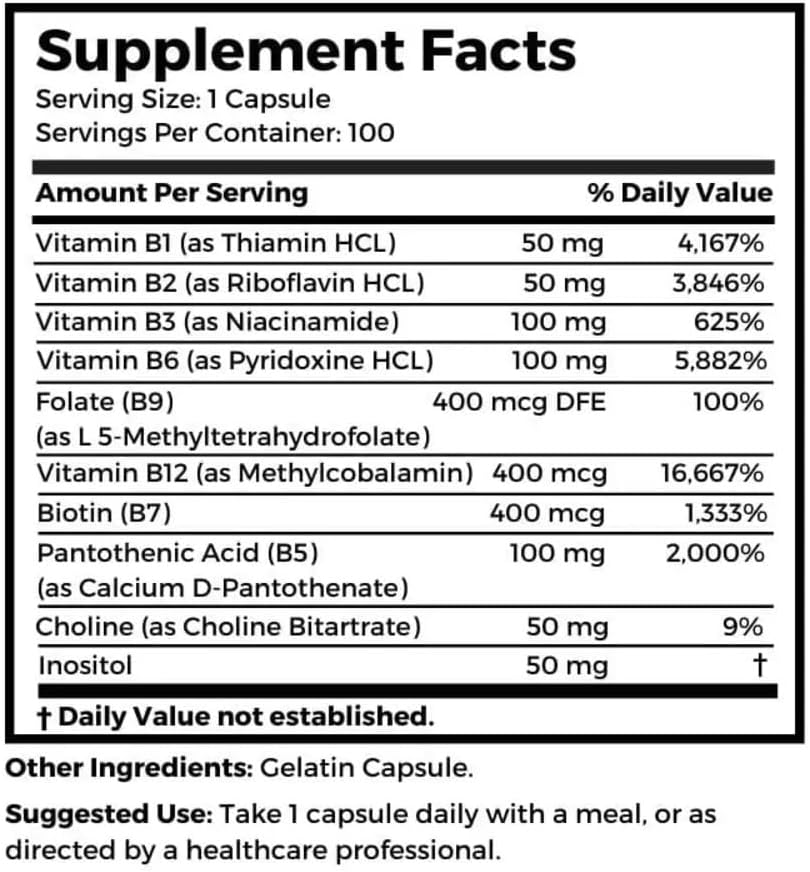 Dr Clark Store B Vitamin Complex (SuperB100), 501 mg 100 Gelatin Capsules