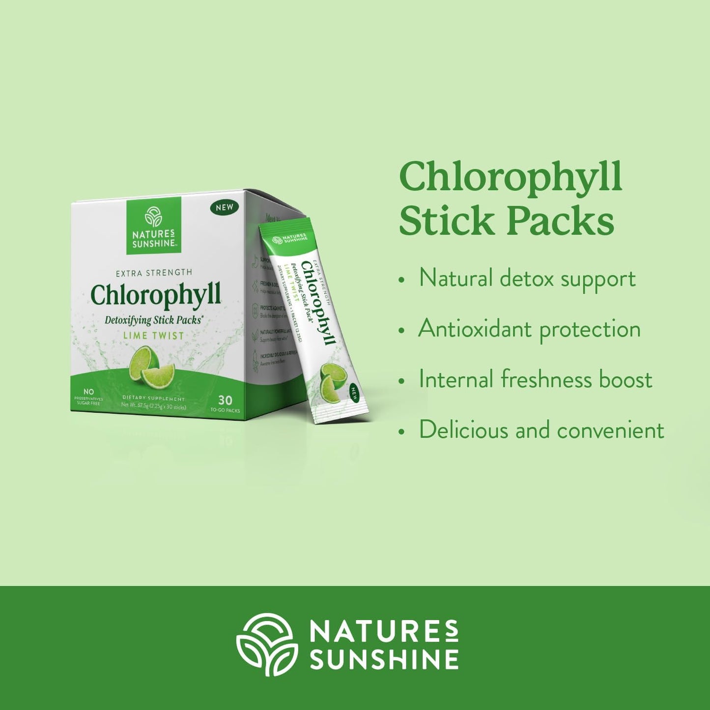 Nature's Sunshine Chlorophyll Stick Packs(Lime Twist)