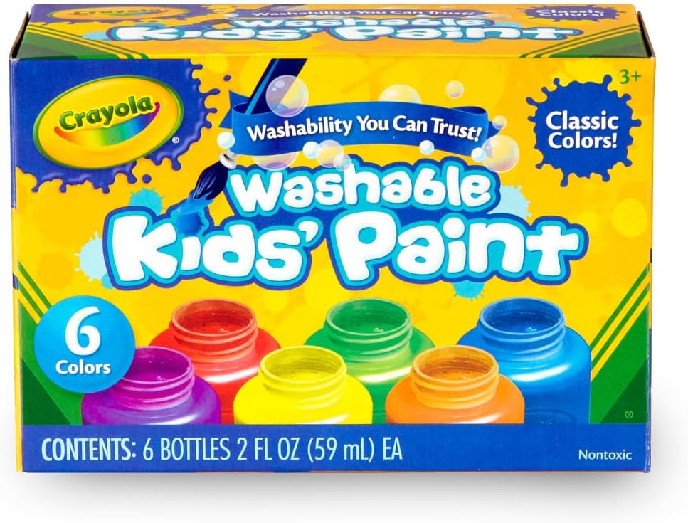 Crayola Washable Kids Paint Set (12ct), Classic and Glitter Paint for Kids